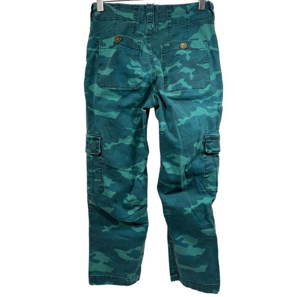 By Anthropologie Austin Cargo Turquoise Green Pants Camo Teal 25 - Picture 3 of 4